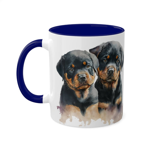 Rottweiler Pupies - Color Accent Mugs, 11oz 11oz Blue